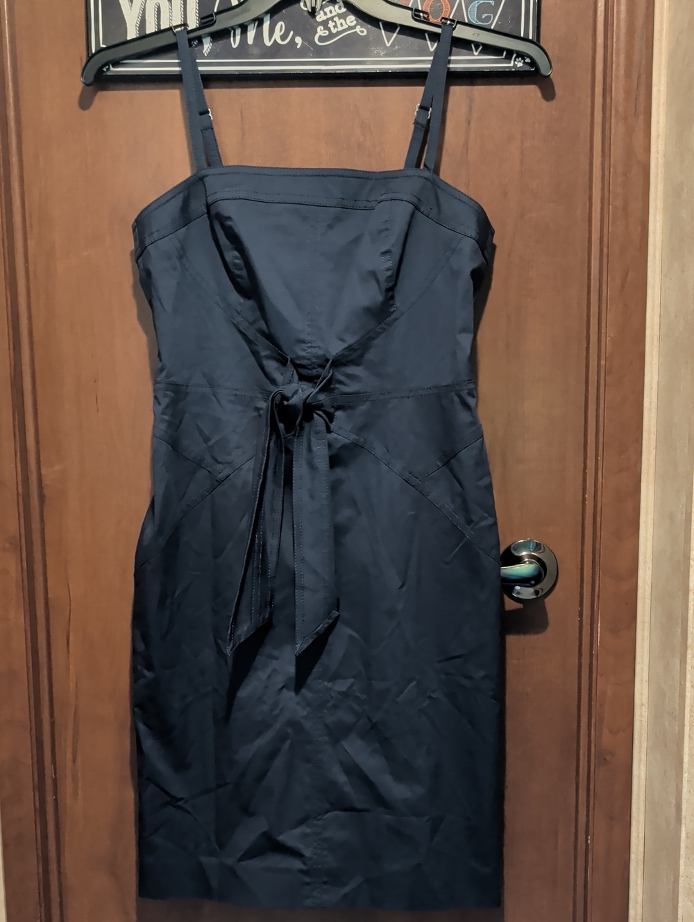 Eccoci Navy Tie-Front Midi Dress